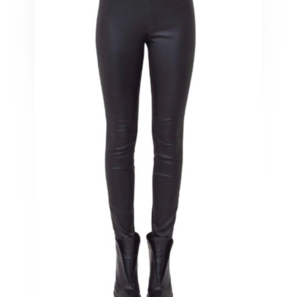 Akris Punto Bergdorf Goodman 100% Lamb Nappa Leather Pants Black NWOT Sz 8